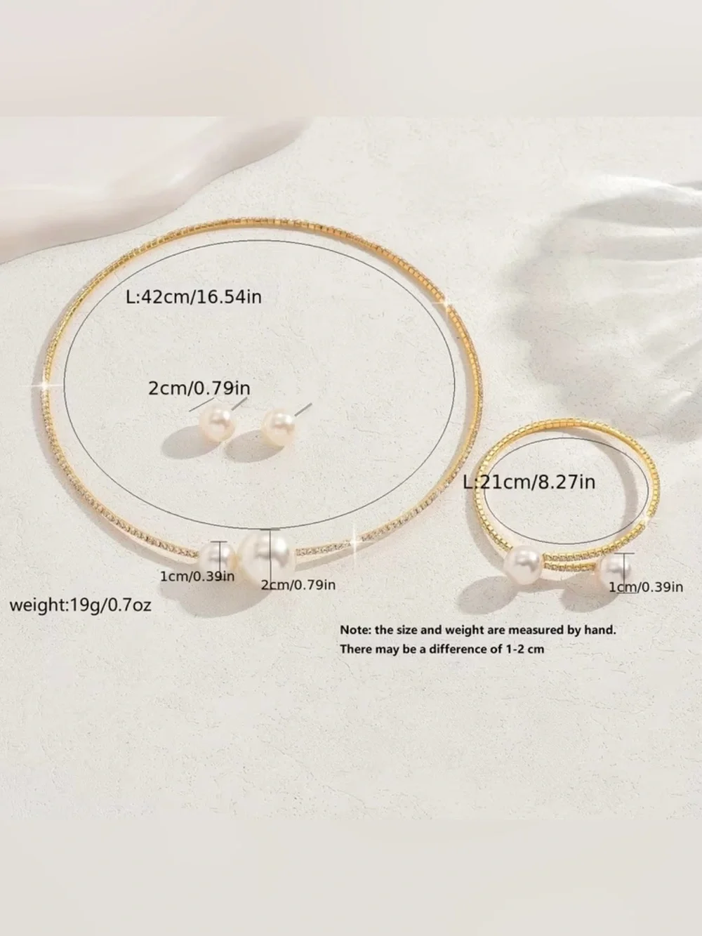 NEW! 4 Piece Set.  Elegant Pearl Accent Necklace, Bracelet and Earrings Set 🤍 - Picture 4 of 5